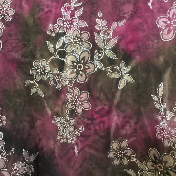 Roz & Ali Women’s Mauve Floral Scoop Neck 3/4 Sleeve Blouse~Size Petite Medium - Picture 9 of 9